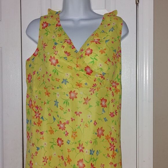 Motherhood Maternity yellow floral print sleeveless summer party dress Sz M - Picture 3 of 5